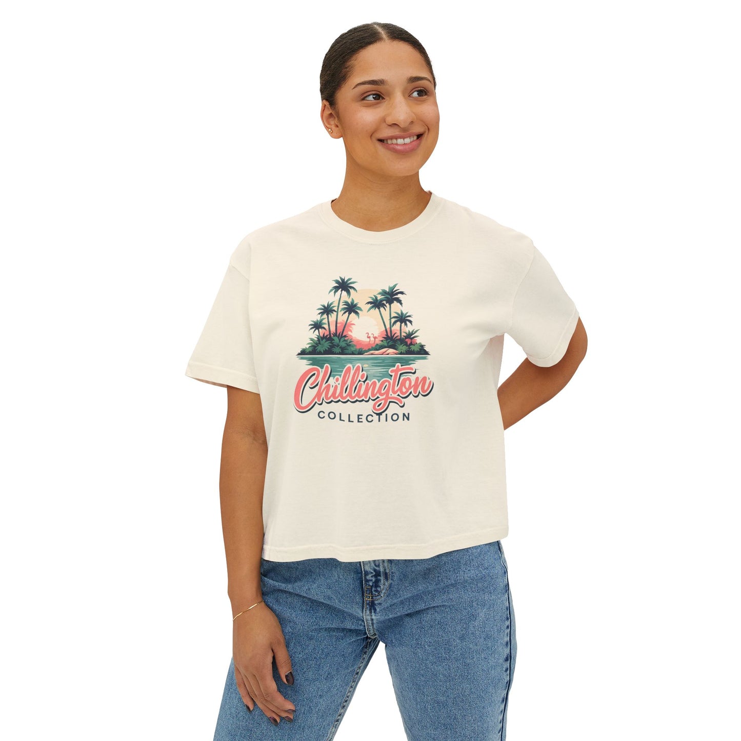 Women's Boxy Tropical Sunset T-shirt