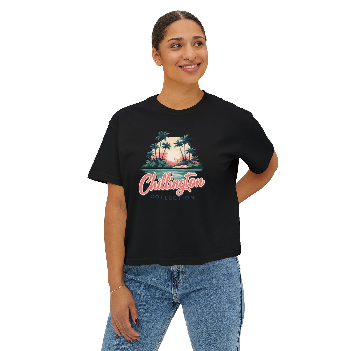 Women's Boxy Tropical Sunset T-shirt