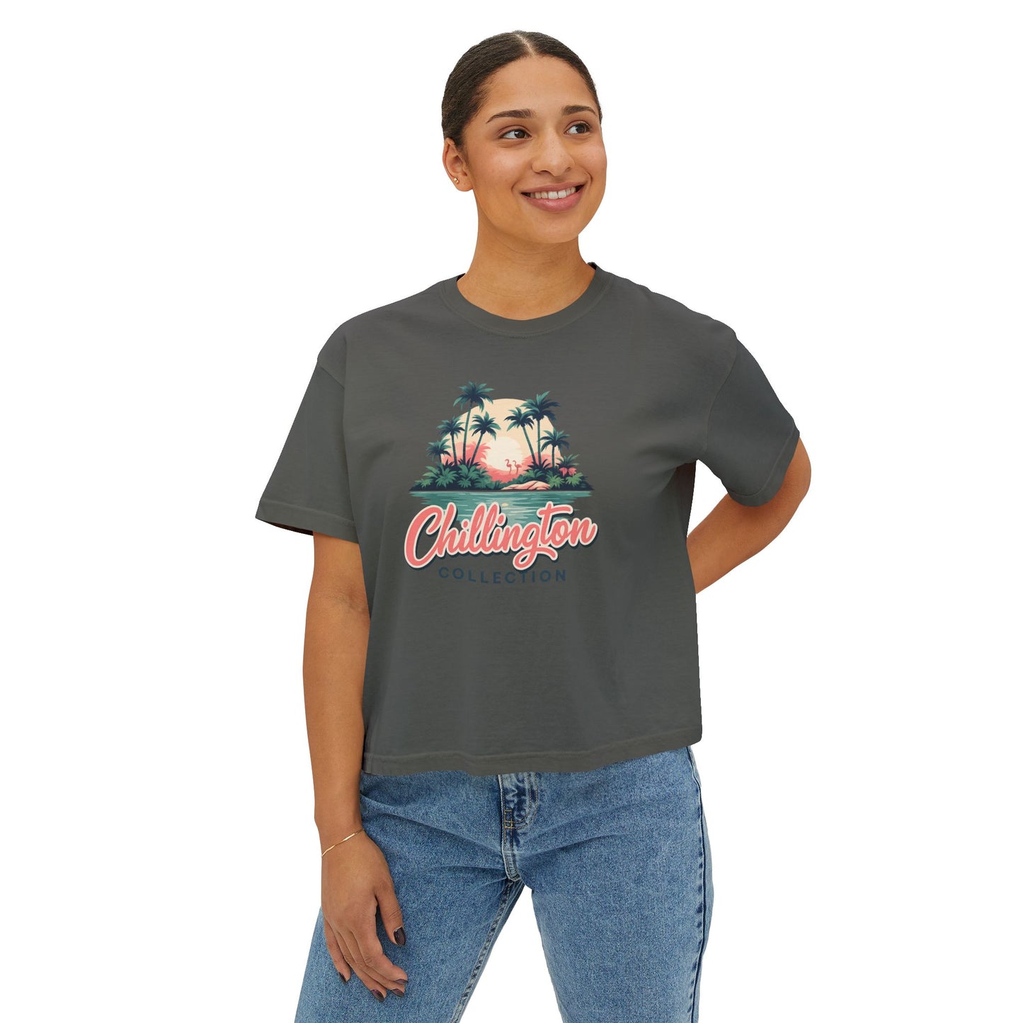 Women's Boxy Tropical Sunset T-shirt