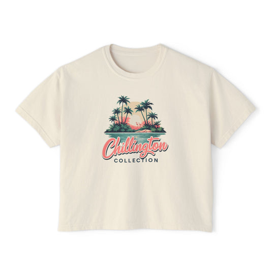 Women's Boxy Tropical Sunset T-shirt