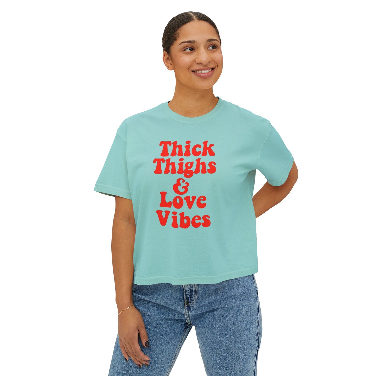 Thick Thighs & Love Vibes Women's Boxy T-Shirt
