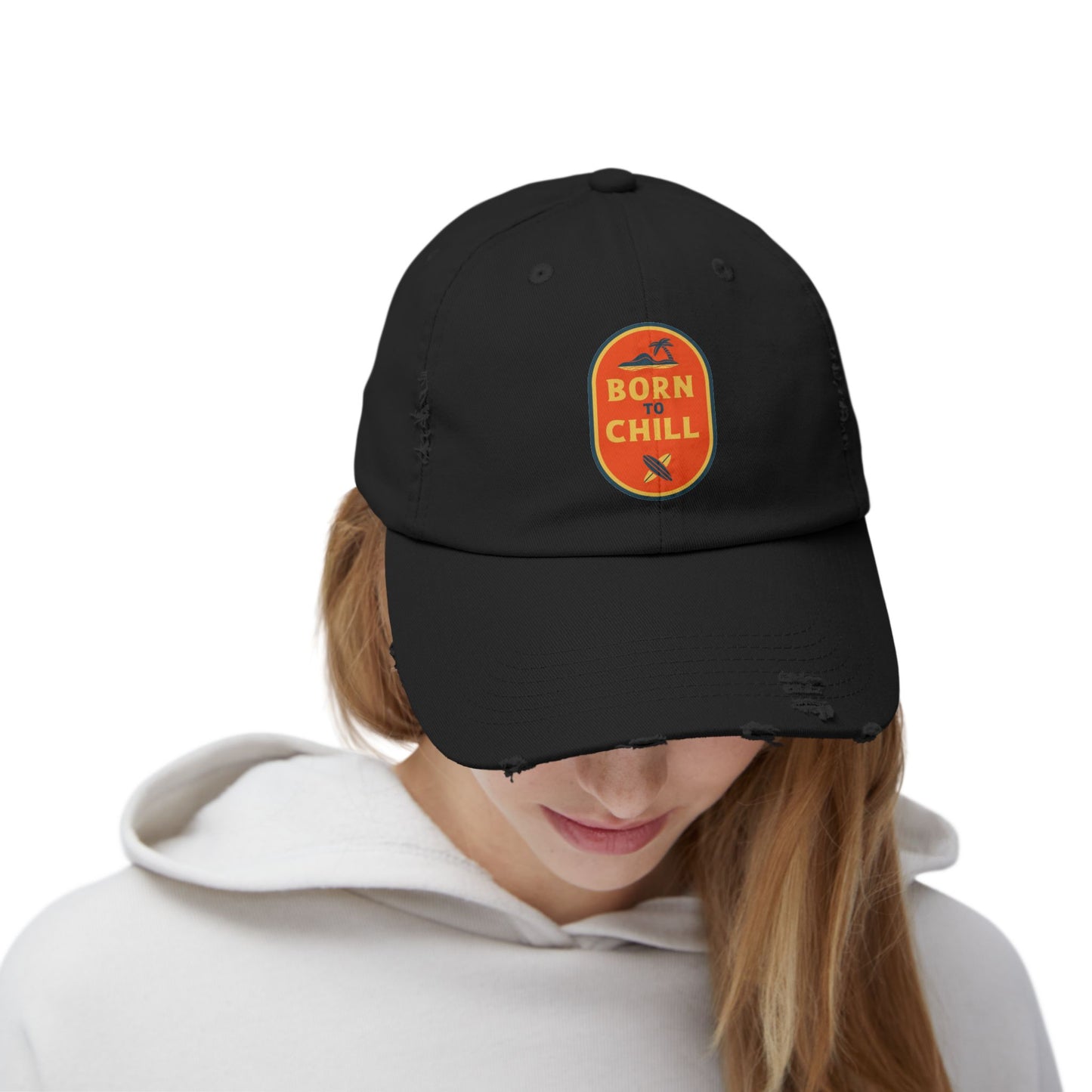 Born to Chill Unisex Distressed Cap