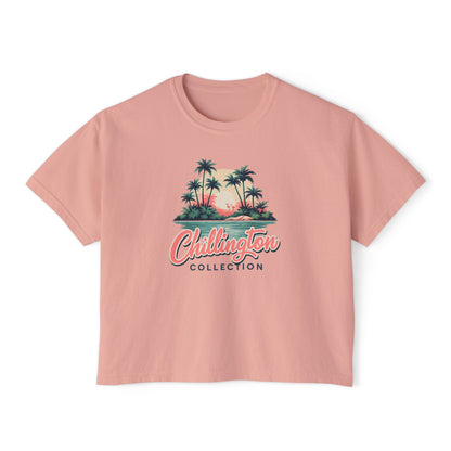 Women's Boxy Tropical Sunset T-shirt